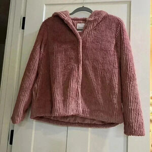 Elodie NWT Faux Fur Hooded Jacket Girl Size X small Mauve Fuzzy Kid Coat